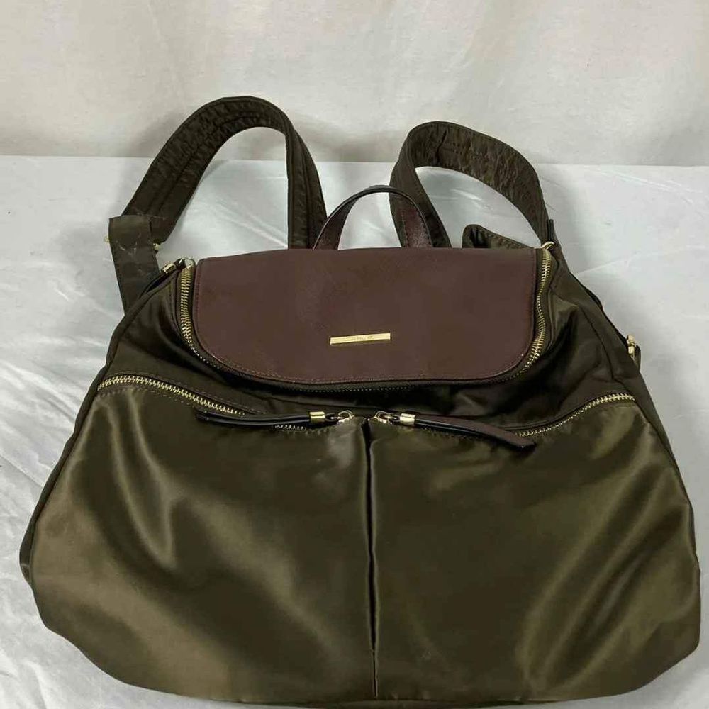 SIMPLY NOELLE Designer ARMY GREEN/Brown NYLON BACKPACK